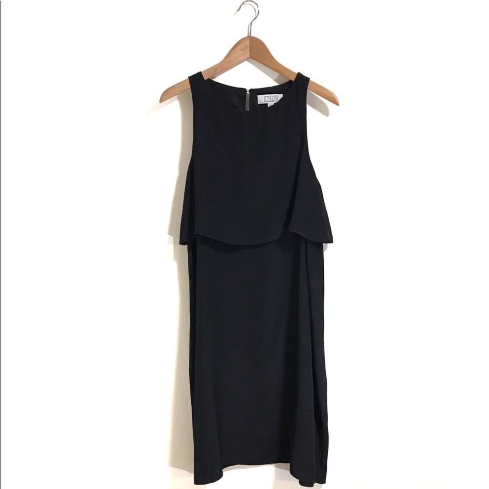 Kimem Black Silk Layer Dress with Bust Overlay